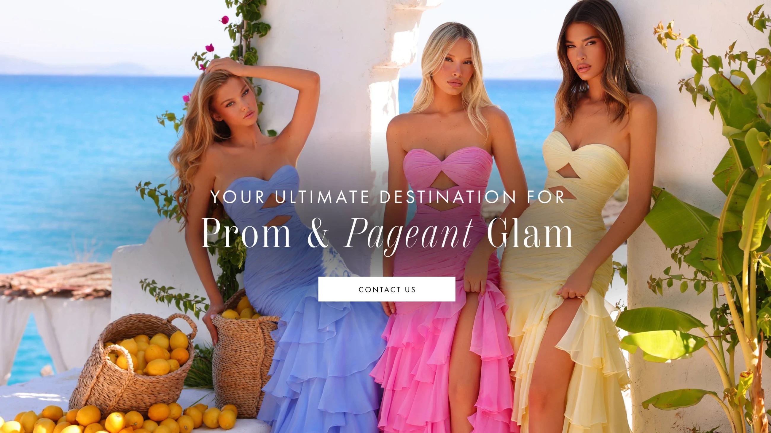 Models wearing Amarra Prom Spring 2026 dresses, desktop banner